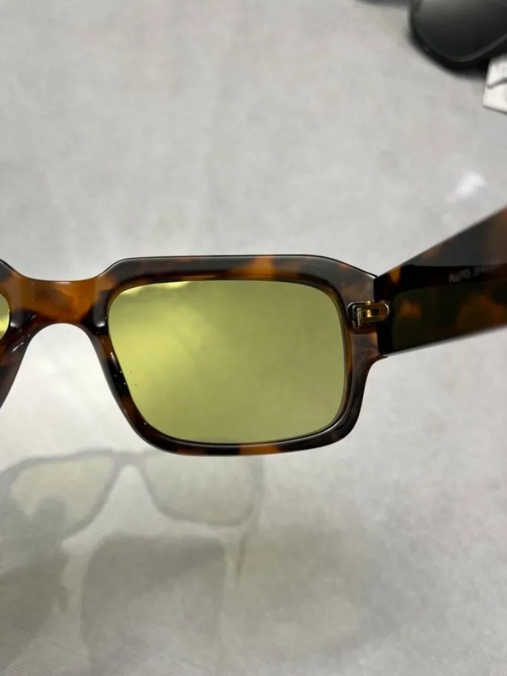 AIRE Pluto Rectangular Sunglasses Tortoise Green Lens Frame
